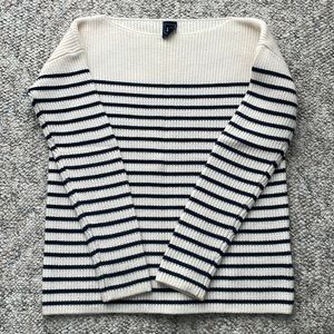 GAP Cream and Navy Striped Scoop Neck Sweater